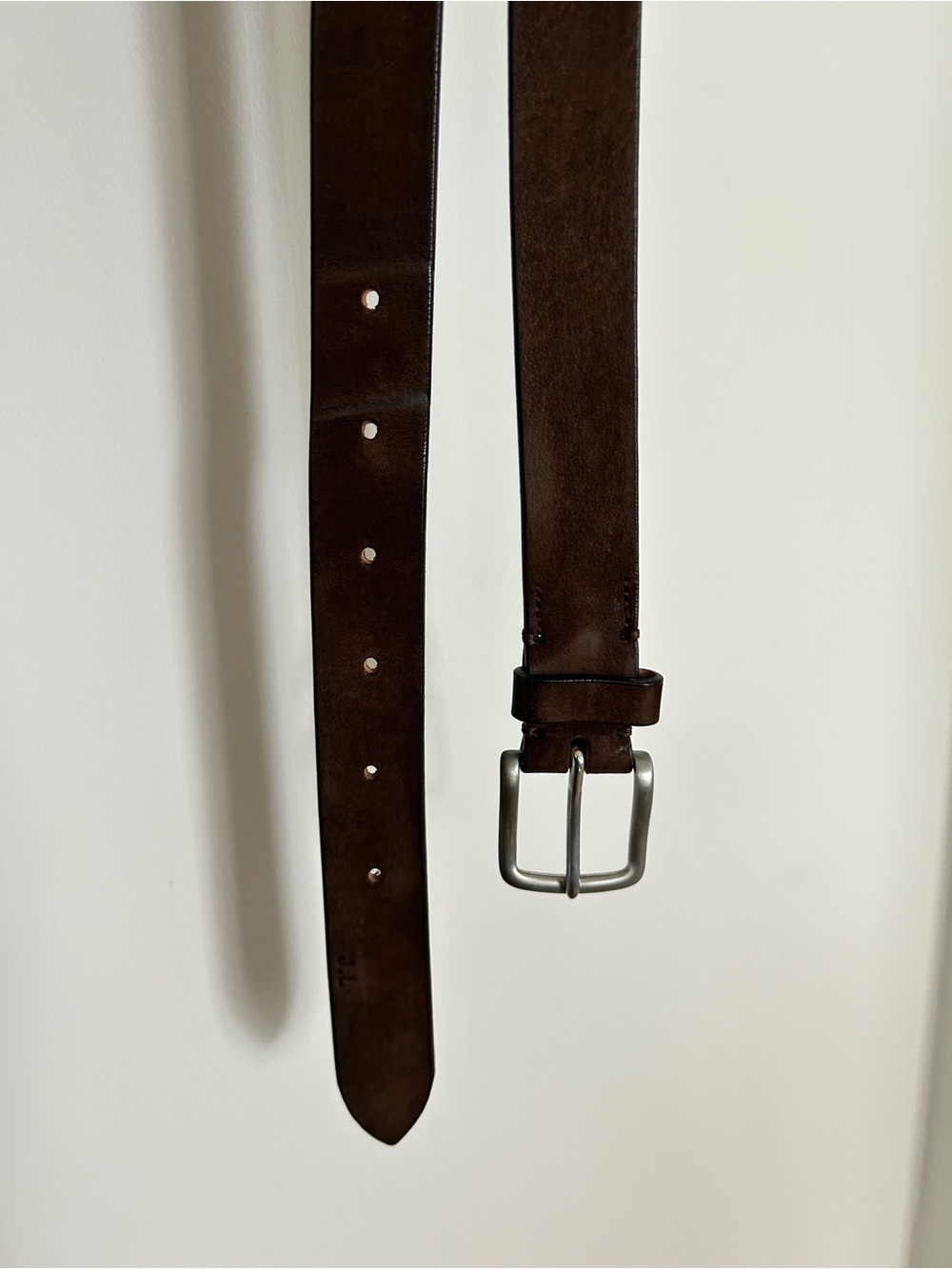 Men's Brown Leather Belt with Silver Buckle
